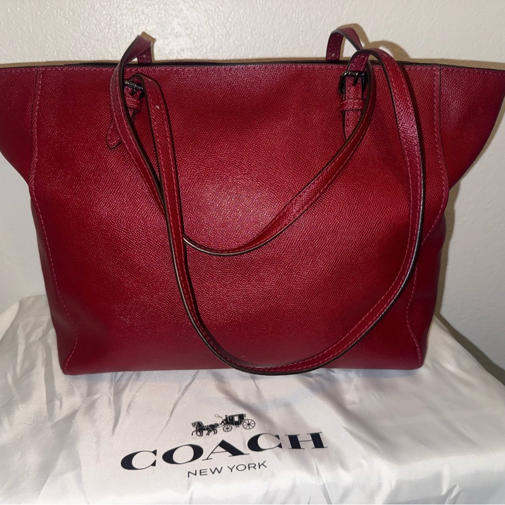 Coach Burgundy Leather Tote - Picture 2 of 12